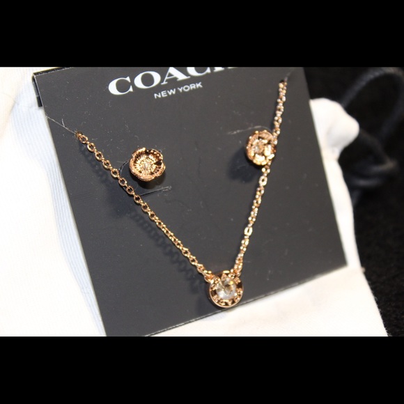 Coach Brand Rose Gold Necklace and Earring Set - Picture 4 of 7